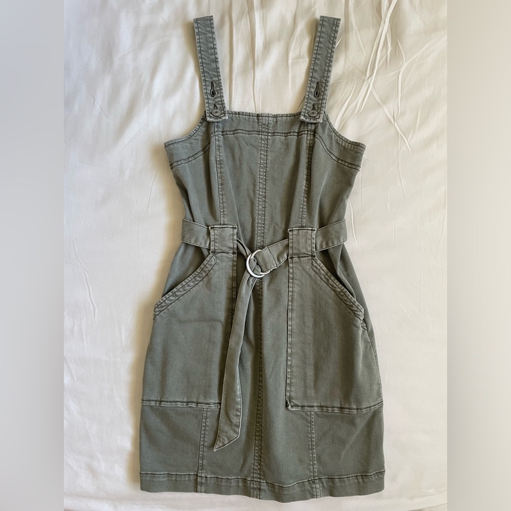 Green Denim Overall Dress